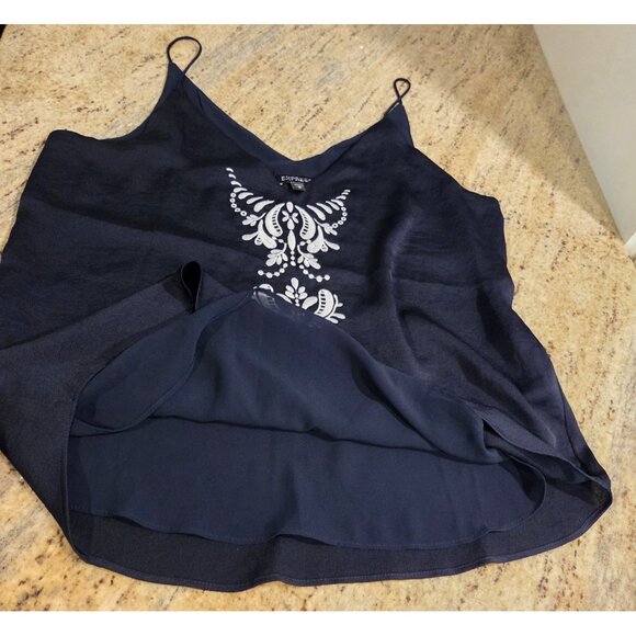 Epress Size M Blue Lined Embroidered Cami Tank y2k look - Picture 8 of 13